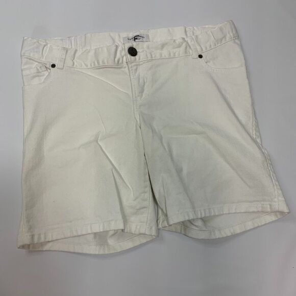 Liz Lange White Denim Maternity Short - Picture 1 of 4